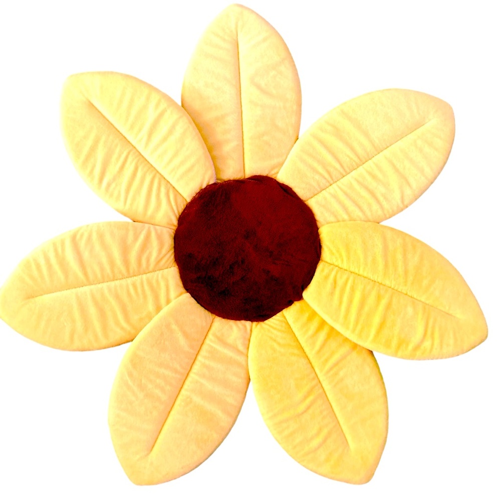 Blooming Baby Bath Sink Seat Plush Cushion Yellow Sunflower 32 x 32